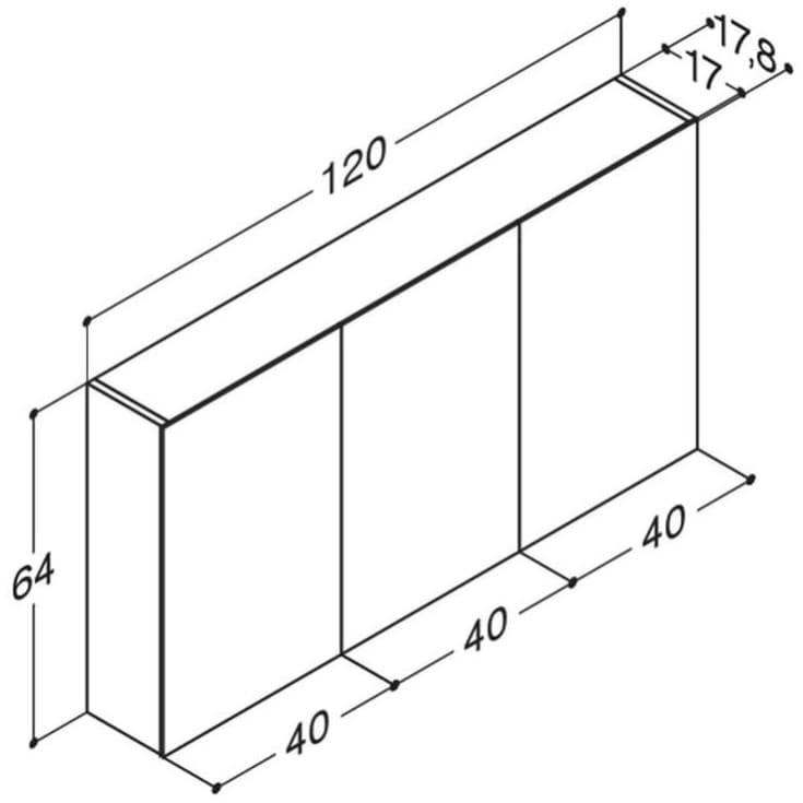 Dansani Mido+ Select speilskap, 120x64 cm, matt grĂ¥