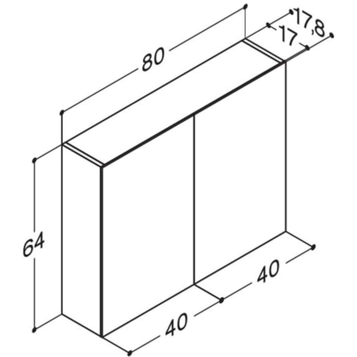 Dansani Mido+ Select speilskap, 80x64 cm, matt grĂ¥