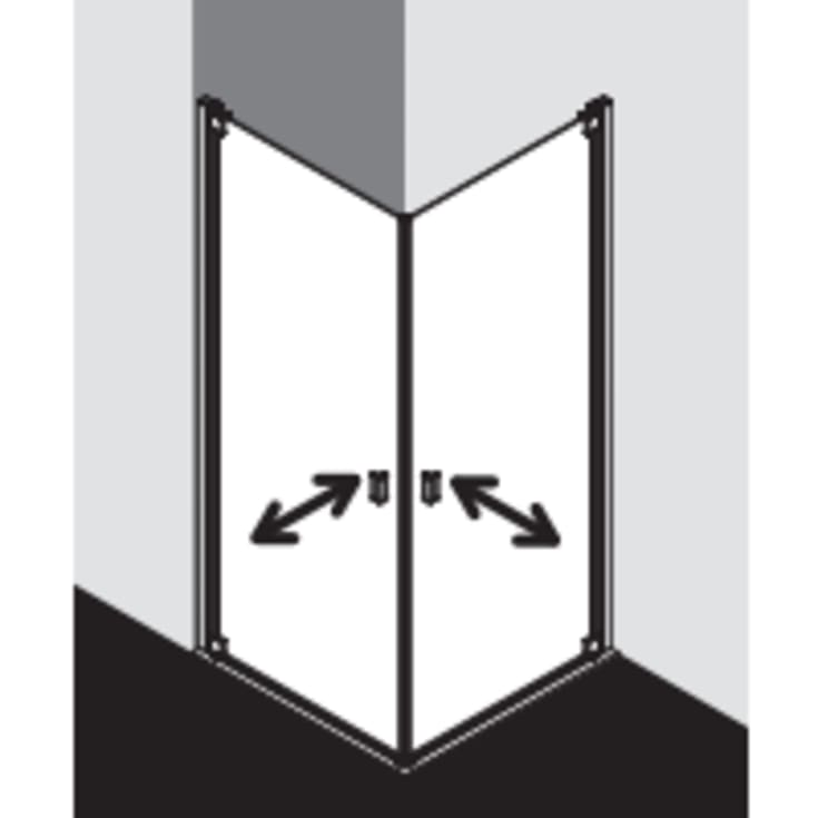 Kermi Raya 1EL brusedør, 98 cm, venstre, klart glas, aluminium profil