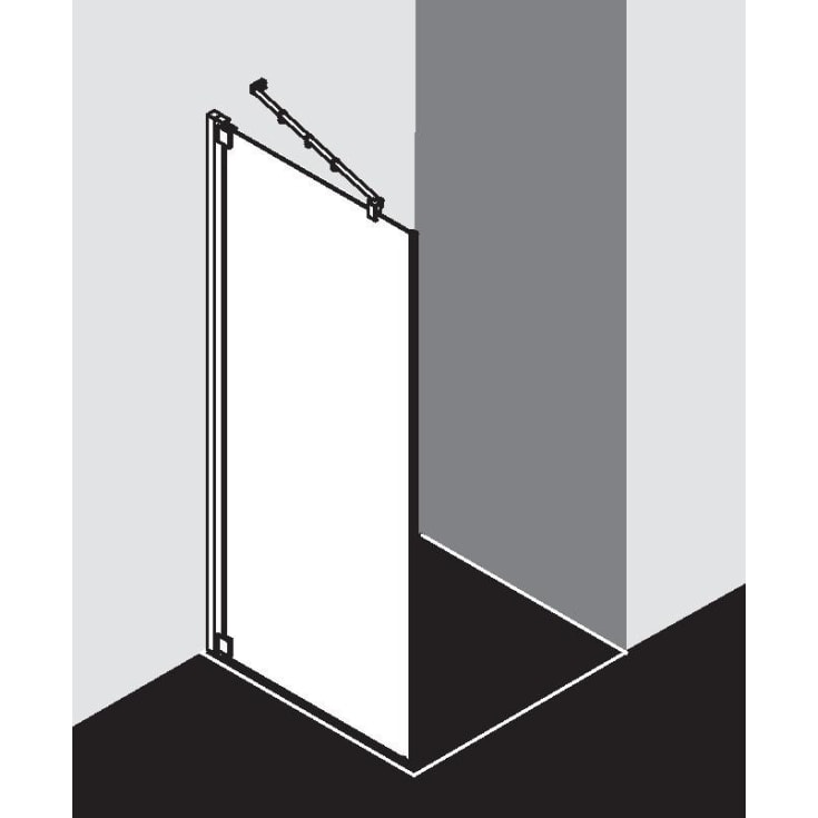 Kermi Raya TOL brusevæg, 98 cm, venstre, til 1KR, klart glas, aluminium profil