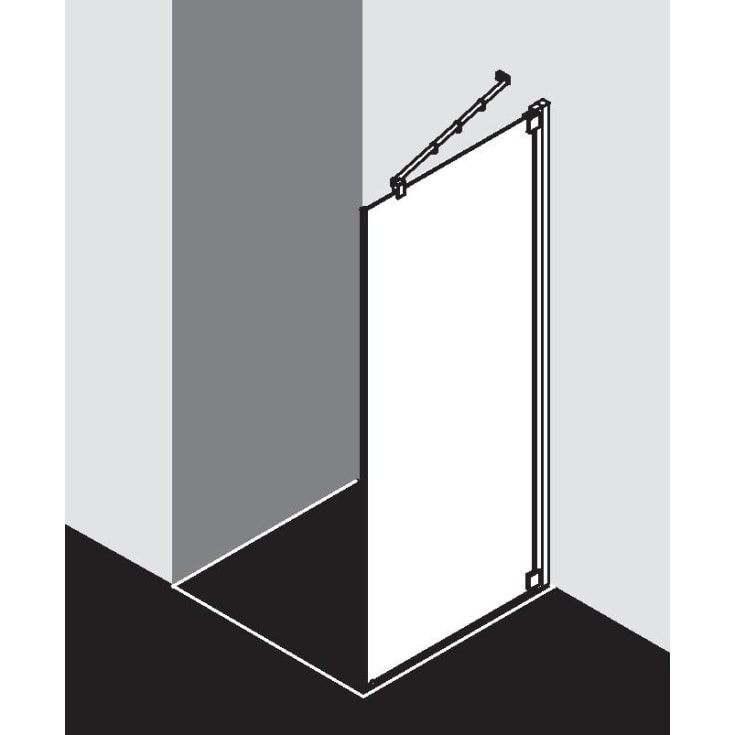 Kermi Raya TOR brusevæg, 88 cm, højre, til 1KR, halvfrostet glas, aluminium profil