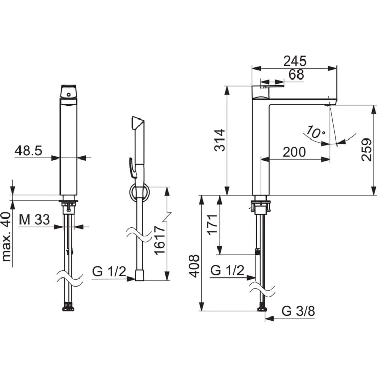 Oras Stela 4802F servantbatteri, krom