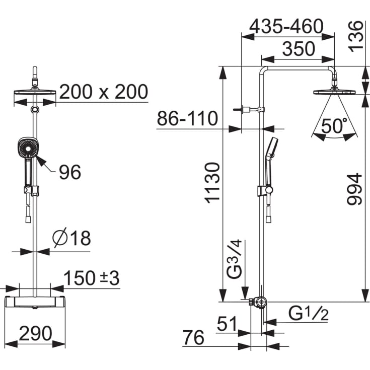 Oras Nova Style Rain dusjssett, krom
