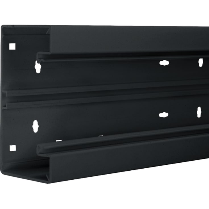 2 meter Installationskanalbund BR65130 i plast 68x130mm sort RAL 9011