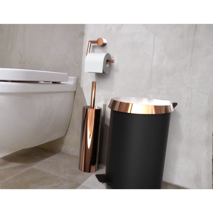 FROST pedalbøtte 250, matt svart/polert kobberlokk. 6 liter.