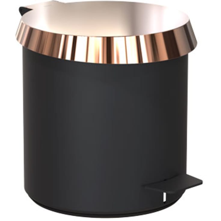 FROST pedalbøtte 250, matt svart/polert kobberlokk. 6 liter.