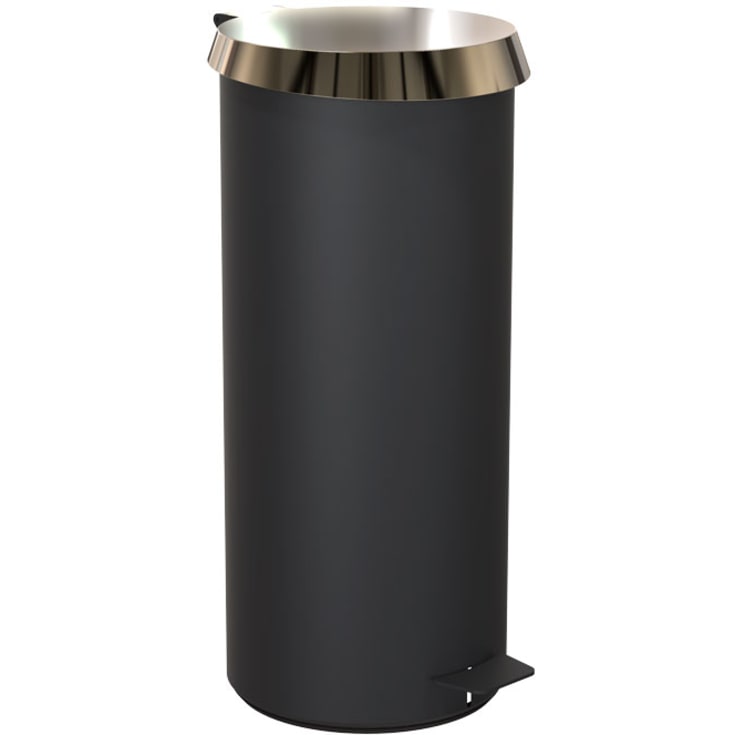 FROST pedalbøtte 550, matt svart/polert gulllokk. 15 liter.