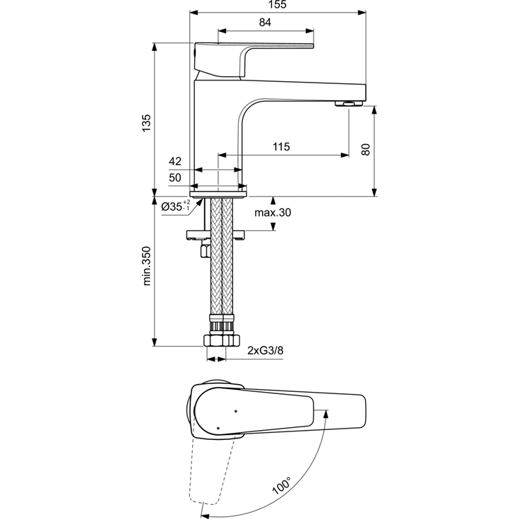 Ideal Standard Cerafine D H80 håndvaskarmatur, krom