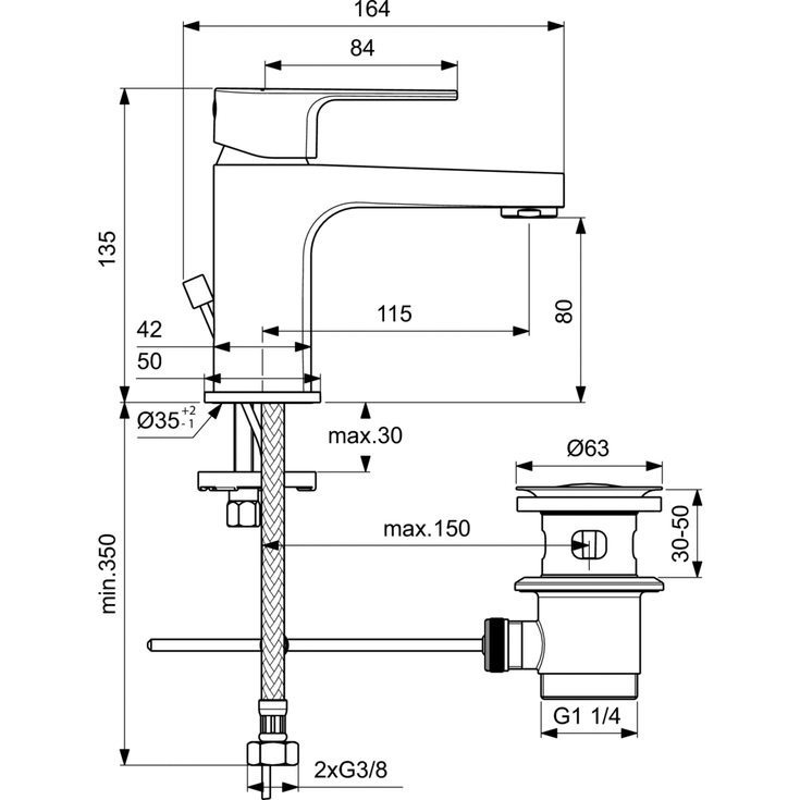 Ideal Standard Cerafine D H80 håndvaskarmatur, krom