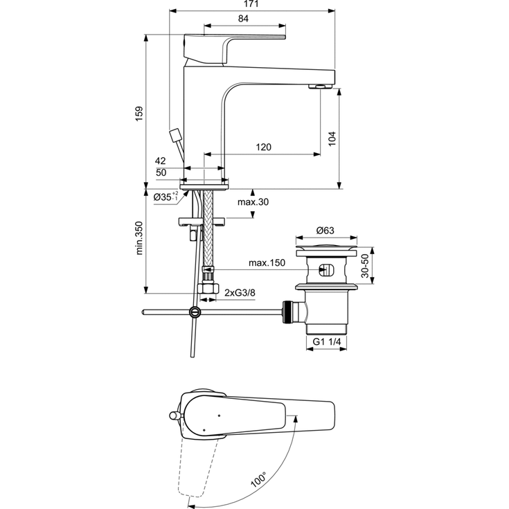 Ideal Standard Cerafine D H105 håndvaskarmatur, krom