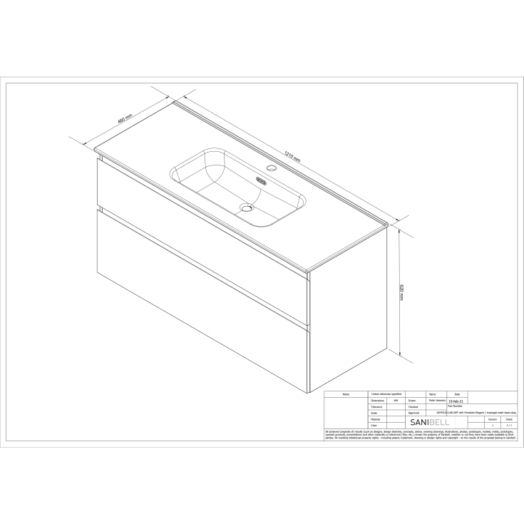 Sanibell Proline møbelpakke, 121x46,8 cm, mat hvid