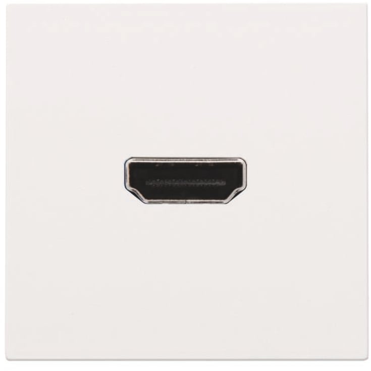 HDMI udtag med HDMI connector for stikmontering, white coated