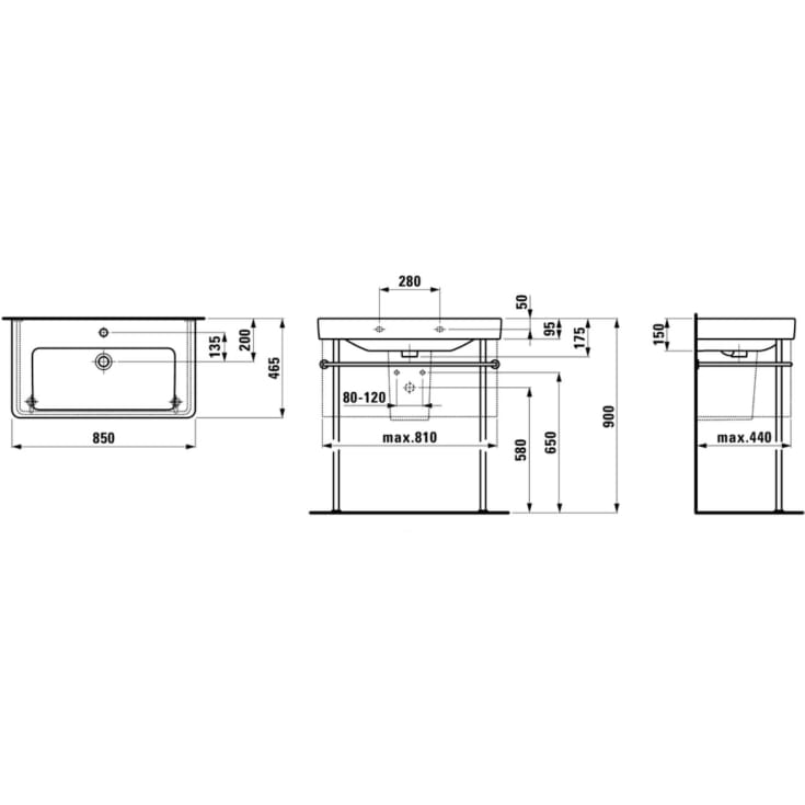 Laufen Pro S tvättställ, 85x46 cm, vit