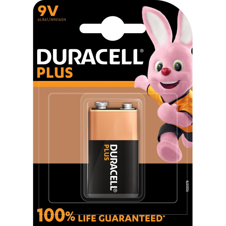 Duracell Plus 9V batteri, 1 stk.