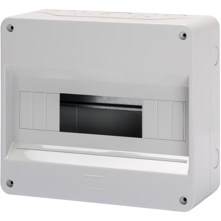 Gruppkort 1x12 modul, grå utan dörr, IP40