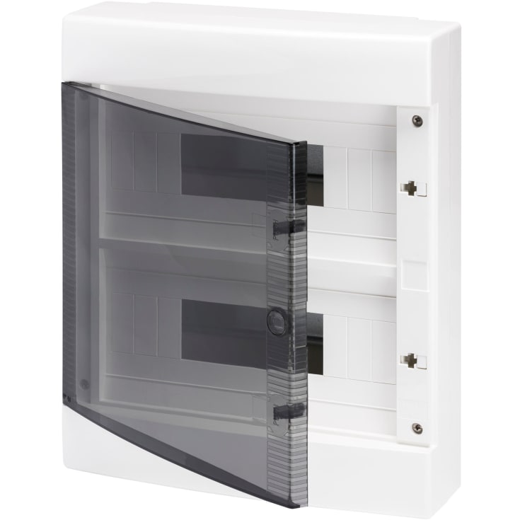 Gruppetavle 2x12 modul, hvit med røykfarget dør, IP40
