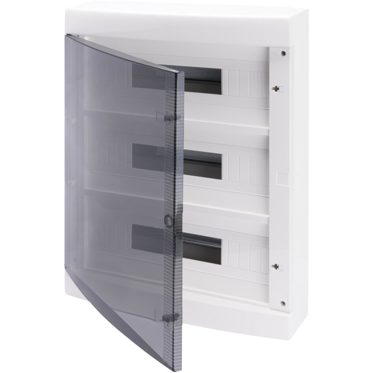 Gruppkort 3x18 modul, vit med rökfärgad dörr, IP40