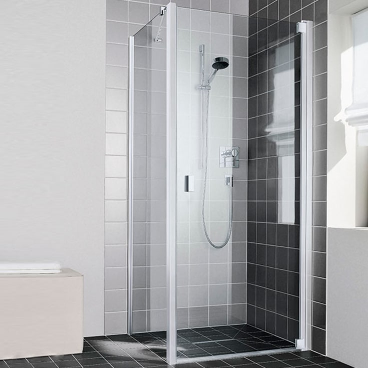 Kermi Raya 1WR duschdörr, 86,8 cm, höger, till nisch eller TWD, klart glas, aluminium profil