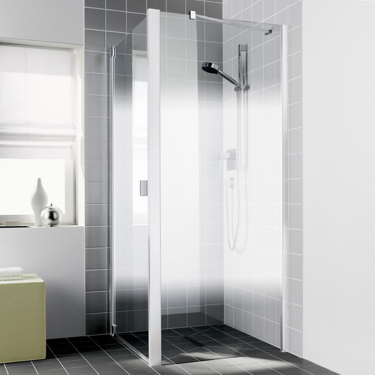 Kermi Raya TWD duschvägg, 88,5 cm, till 1WR/1WL, halvfrostat glas, aluminium profil