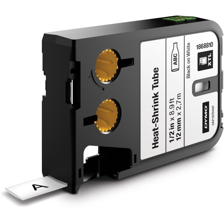 DYMO® XTL-tejp, 12 mm, svart på vitt