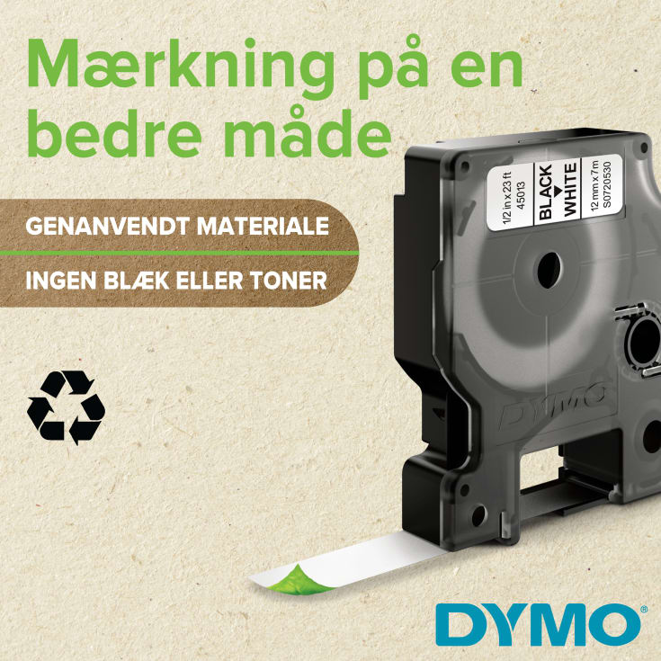 DYMO® Standard D1-tape, 19 mm, svart på hvitt