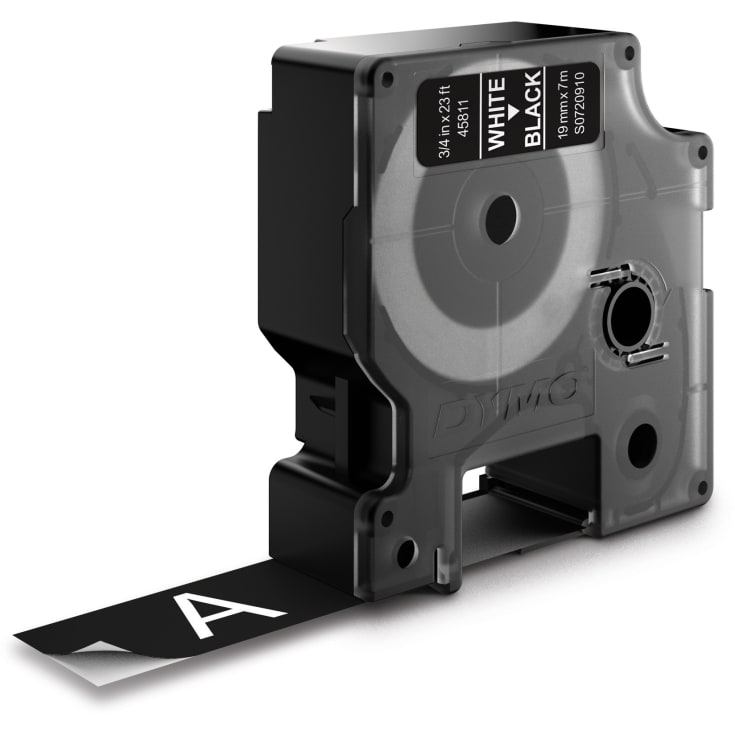 DYMO® Standard D1 tape, 19 mm, hvid på sort