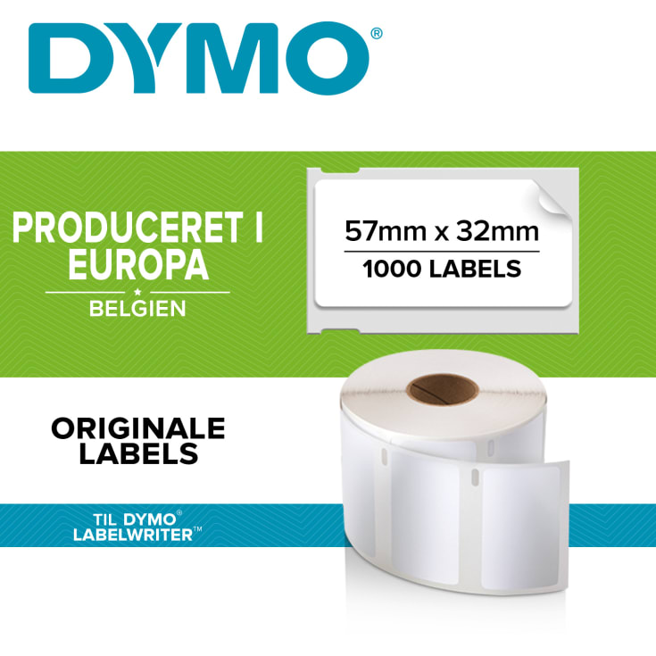 DYMO® Universaletiket, 32 x 57 mm, hvid
