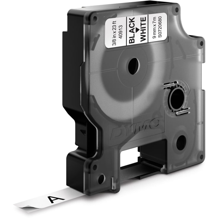 DYMO® Standard D1 tape, 9 mm, sort på hvid