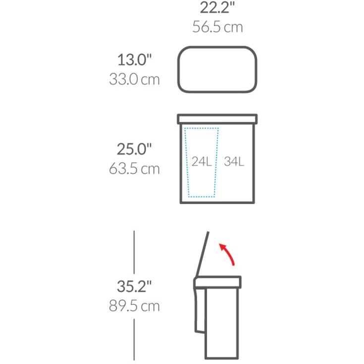 Simplehuman affaldsspand, 58 liter, sensor, børstet stål