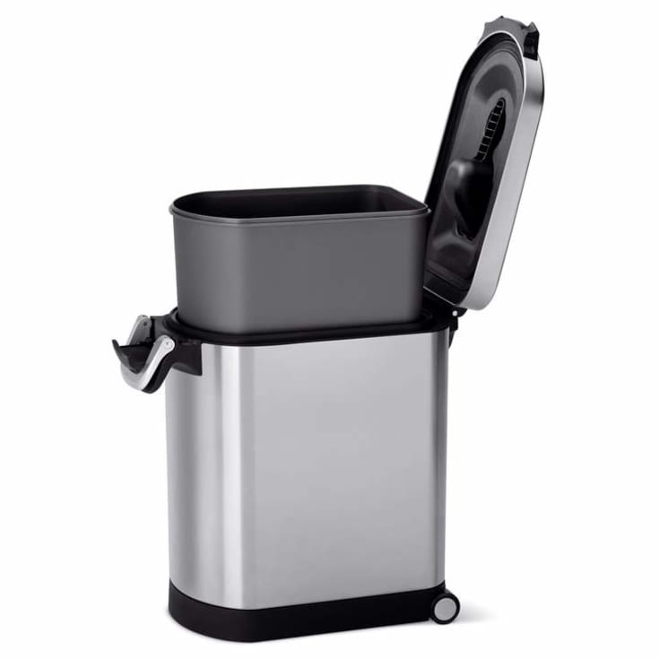 Fôrbøtte til dyrefôr, 35 l, enkeltbeholder, børstet stål