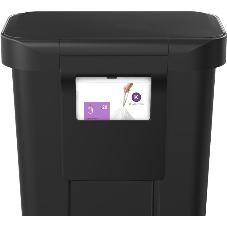 Pedalspand med lomme til poser, 45 L, sort plastik