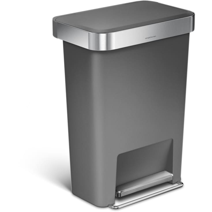 Pedalspand med lomme til poser, 45 L, grå plastik