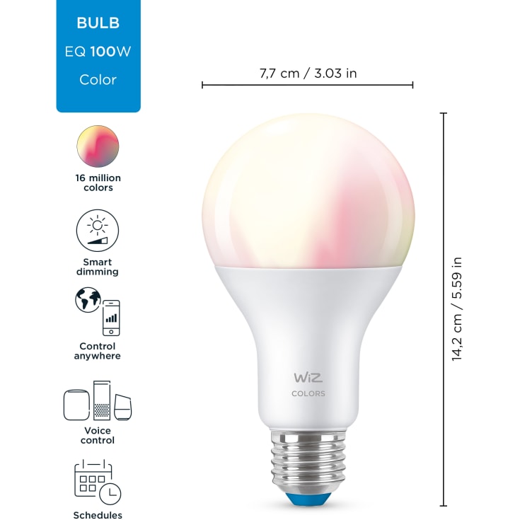 Wiz E27 standardlampa, färgförändring + vit