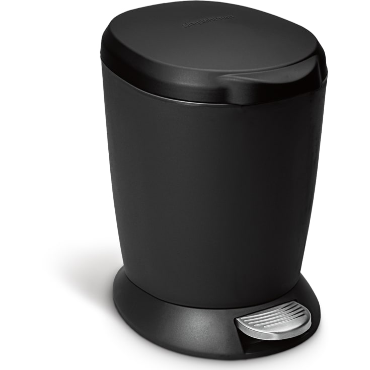 Rund pedalspand, 6 L, enkelt beholder, sort plastik