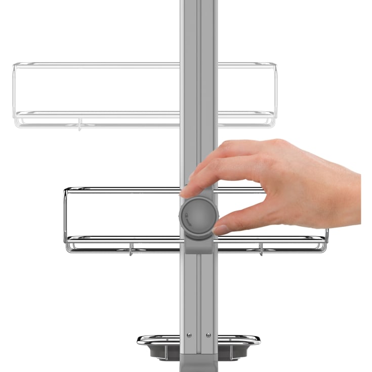 Justerbar shower caddy, mat rustfri stål