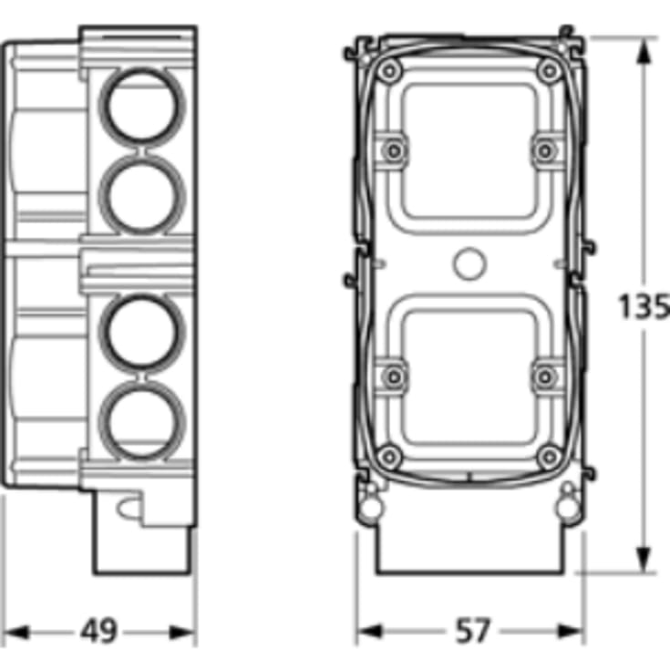 LK Opus 66 indstøbningsdåse, 2 modul, gul