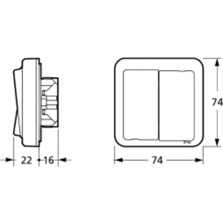 LK Opus 74 afbryder krone, lysegrå