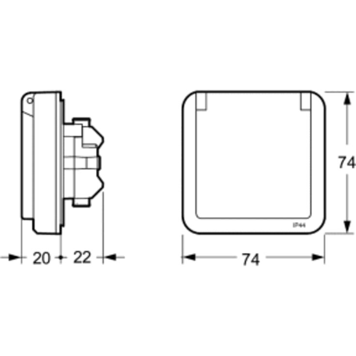 LK Opus 74 stikkontakt, lysegrå
