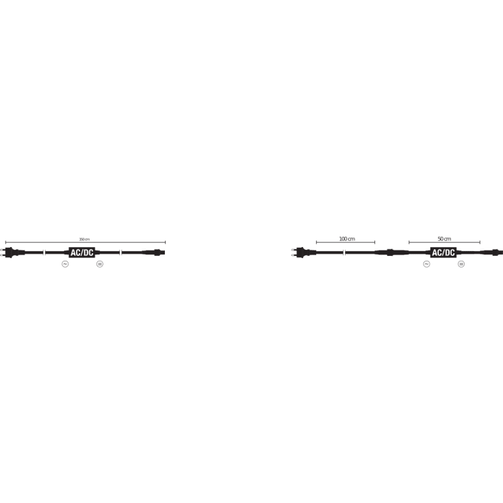 MK Quickfix tilslutningskabel, 230V, max 480W, 1,5 meter, sort