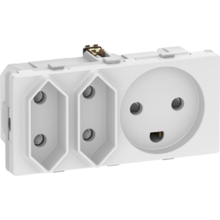 LK Fuga stikkontakt, 1 med jord & 2 uden jord, hvid
