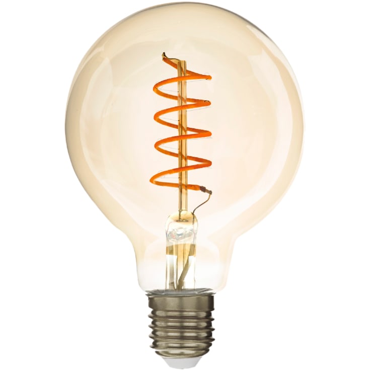 Dyberg Larsen E27 klotlampa, 3-stegs dimmer, 4W, bärnstensfärgad, Ø12,5 cm