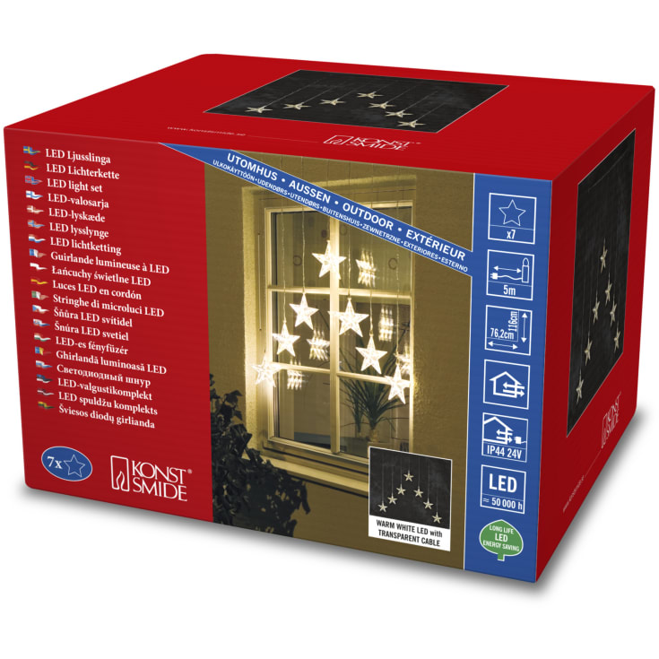 Konstsmide stjerne lyskæde med 7 stjerner