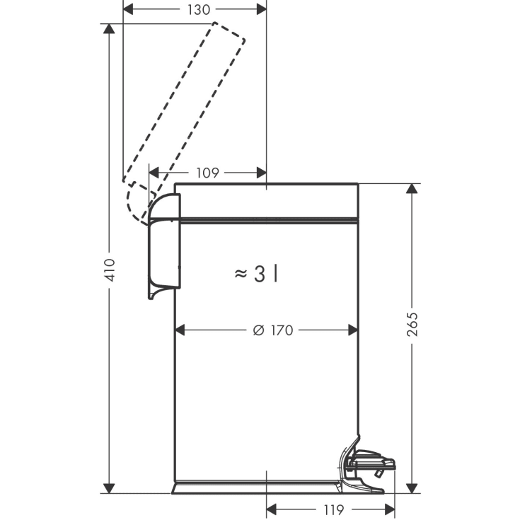Hansgrohe AddStoris toiletspand, 3 liter, mat sort