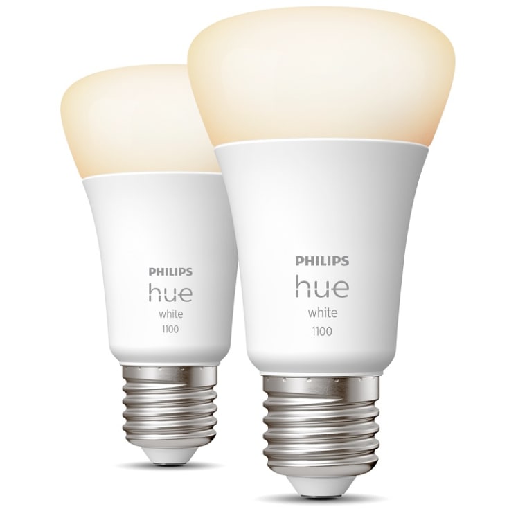 Philips Hue White E27 standardpære, 2700K, 9,5W, 2-pak