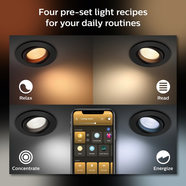 Philips Hue Centura indbygningsspot, sort, 3-pak