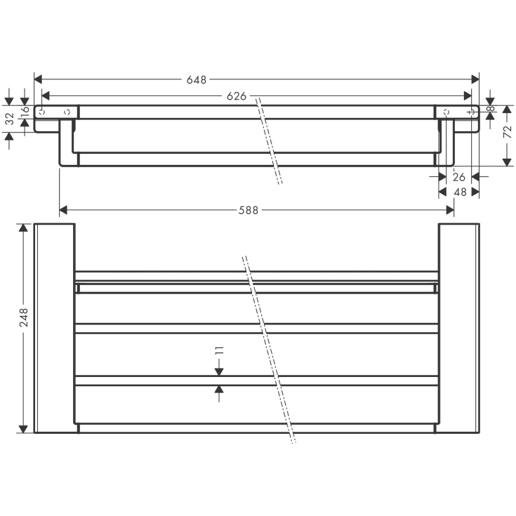 Hansgrohe AddStoris hylla, 64,8x24,8 cm, matt svart