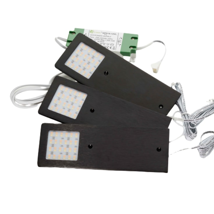 Stella spot i sort, m. on/off/dim knap, 3 spots kit