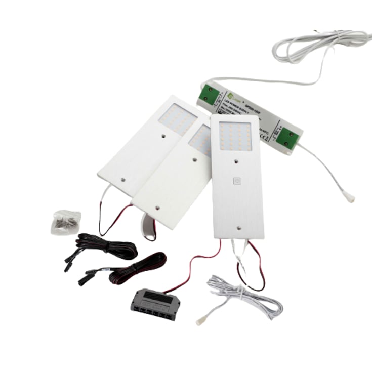 Stella spot i Alu, m. on/off/dim knap, 3 spots kit