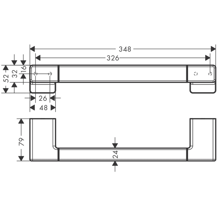 Hansgrohe AddStoris stödhandtag, 34,8 cm, krom