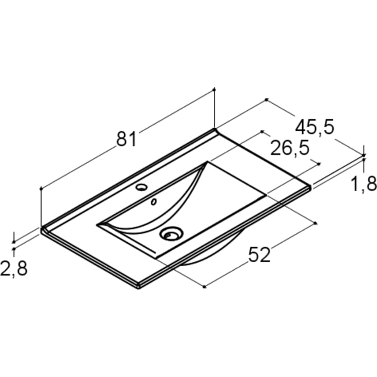 Dansani Amber håndvask, 81x45,5 cm, hvid